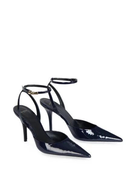 Pantofi cu toc Balmain din piele cu bretele albastru