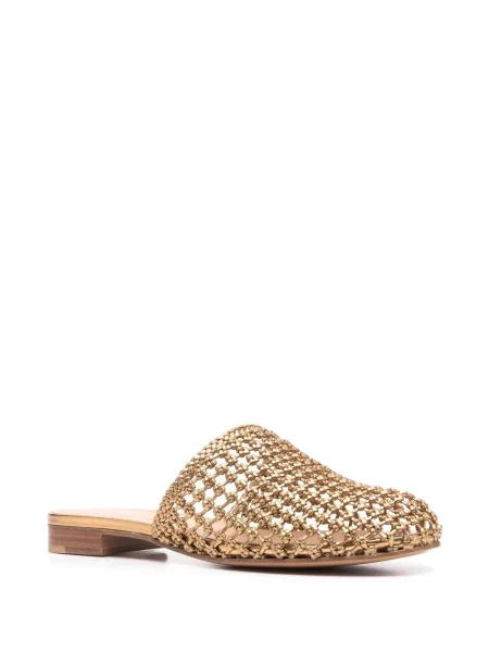 Papuci tip mules Ferragamo din piele auriu