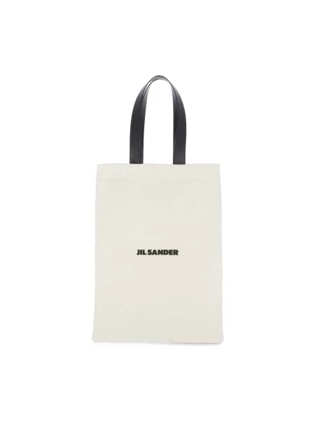 Shopperka Jil Sander bez obcasa płócienna beżowa