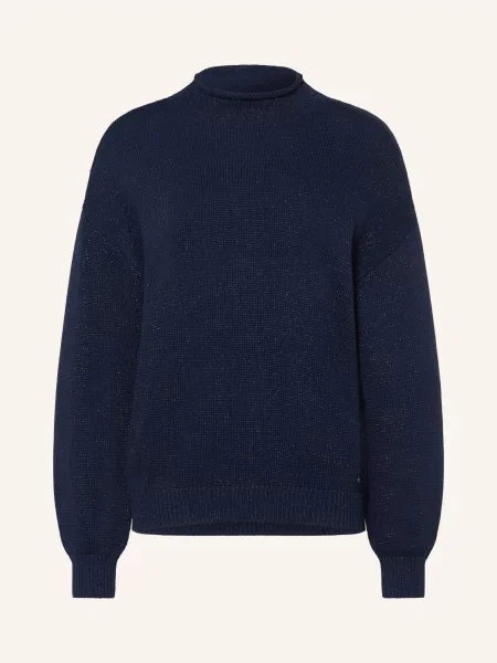 Mos Mosh Sweter Mmbine Z Błyszczącą Przędzą blau granatowy