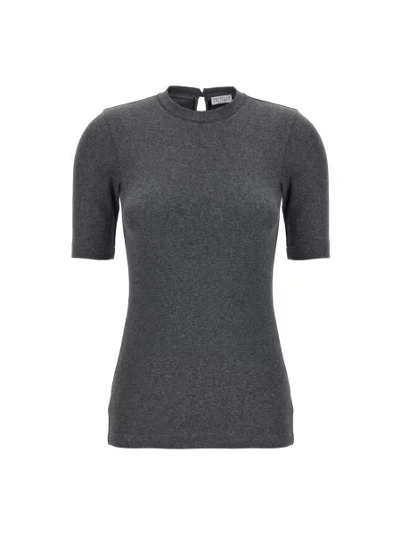 Koszulka Brunello Cucinelli prążkowana szara