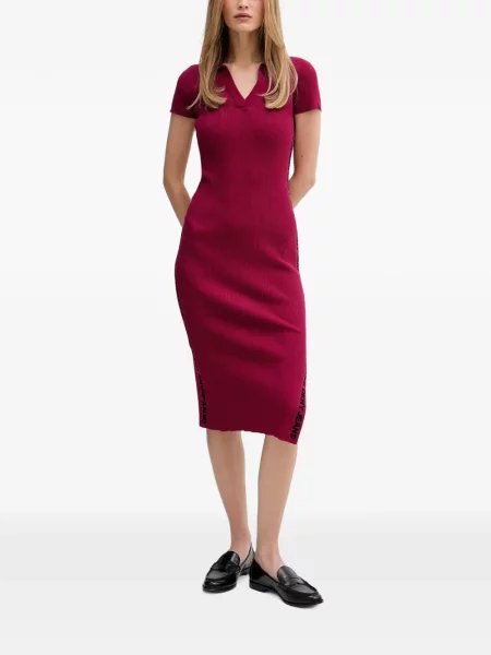 Rochie midi Dkny tricotate cu autograf roșu