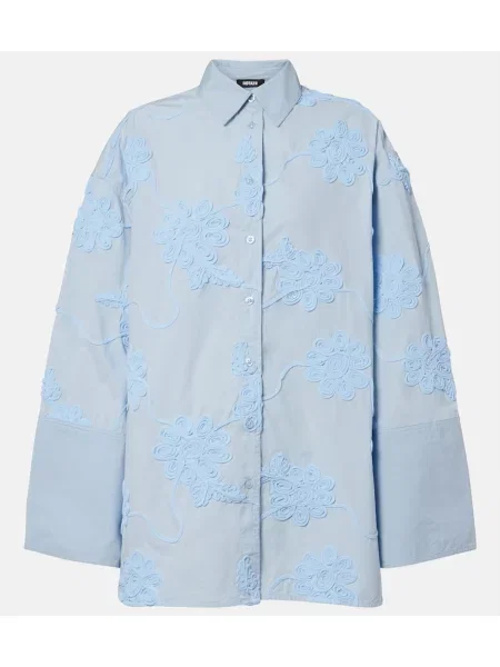 Cămașă Rotate cu broderie albastru