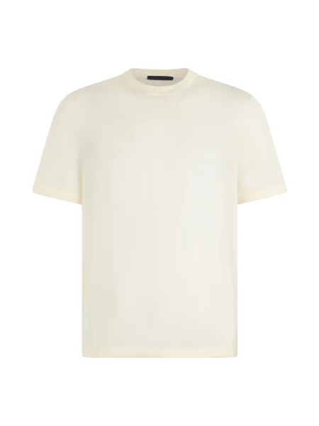 BOSS t-shirt swetrowy wełniany BOSS X DAVID BECKHAM beżowa