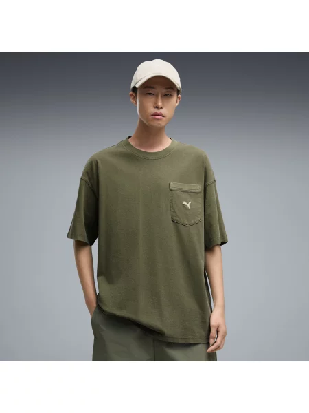 PUMA MÄ™ska koszulka oversize Select Essentials Wash OdzieÅ¼ S zielony