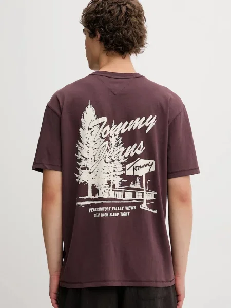 Tommy Jeans t-shirt z nadrukiem brązowy