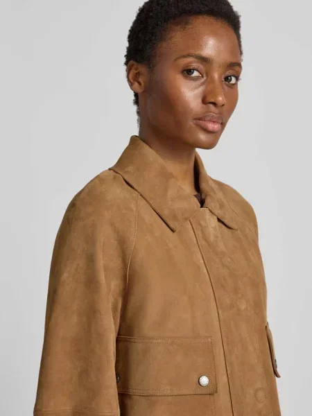 Kroj regular fit kurtka skórzana z naturalnej koziej skóry model ABITO' Weekend Max Mara