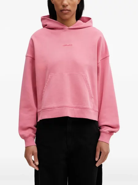 Hímzett kapucnis melegítő felső Carhartt Wip rózsaszín