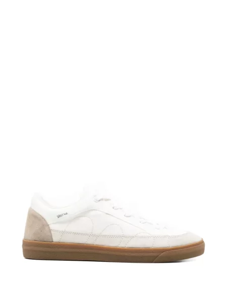 Sneakerși Santha cu șireturi din dantelă alb