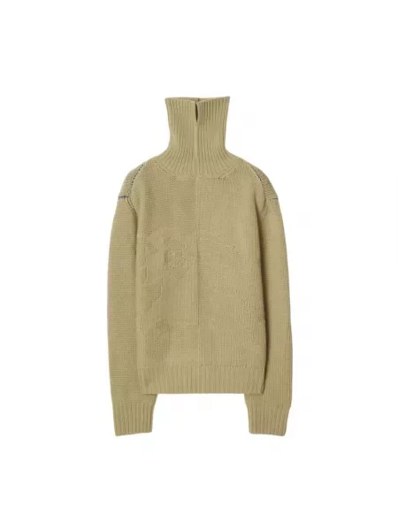 Dzianinowy sweter Burberry z nadrukiem beżowy