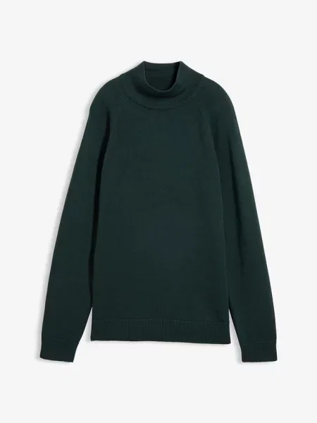 Sweter z golfem z czystej bawełny zielony