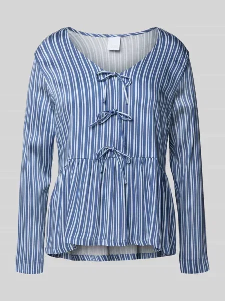 Bluzka o kroju regular fit z ozdobnymi kokardami model ‘Bea’ Ccdk Copenhagen niebieska