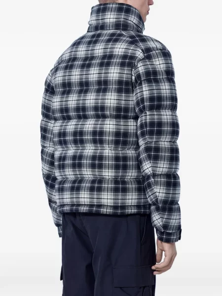 Карирано яке Moncler с качулка черно