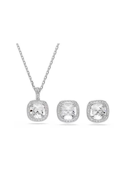 Swarovski naszyjnik i kolczyki metalowe z kryształem Swarovski UNA szare