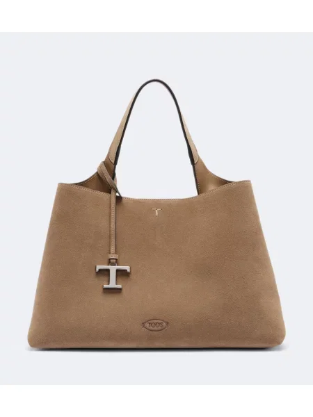 Geantă shopper Tod's din piele de căprioară maro