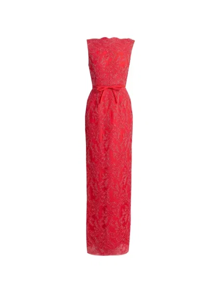 Rochie Erdem fără mâneci cu model floral din dantelă roșu