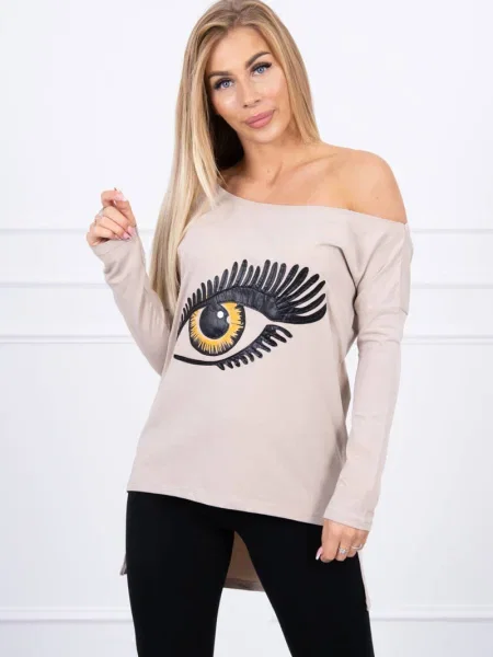 Bluză Kesi cu imagine bej