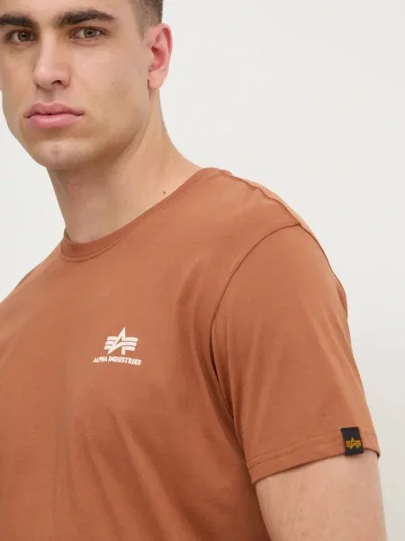 Тениска Alpha Industries с принт кафяво