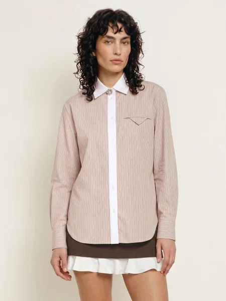 Sandro Bluzka Koszulowa beige biała