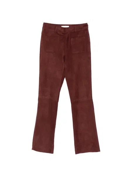 Pantaloni Ba&sh din piele de căprioară evazate roșu