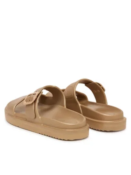 Dámske šľapky Tommy Hilfiger Double Strap Sandal Pearl safari canvas pearlized béžová
