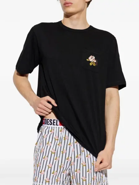 Pijamale Diesel cu model floral cu imagine negru