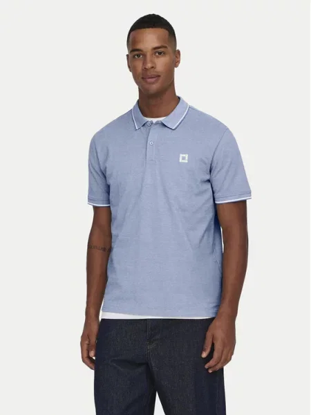 Only & Sons Polokošile Fletcher Světle modrá bílé