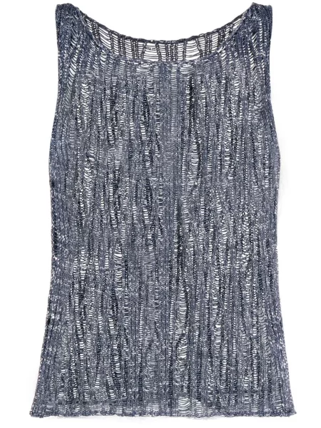 Top Voz tricotate albastru