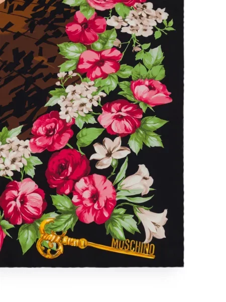 Fular Moschino de mătase cu imagine negru