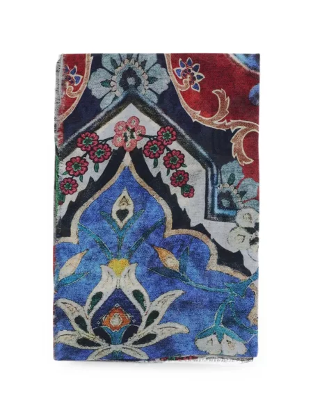 Fular Faliero Sarti cu franjuri cu model floral albastru