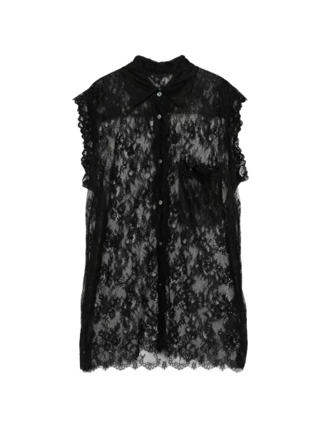 Cămașă Jnby cu model floral din dantelă negru