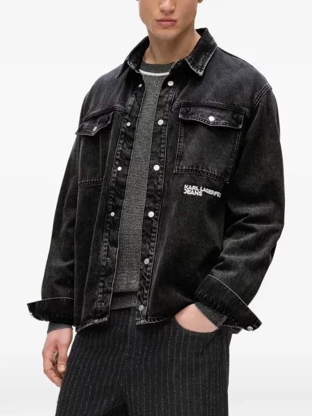 Дънково яке Karl Lagerfeld Jeans с принт черно