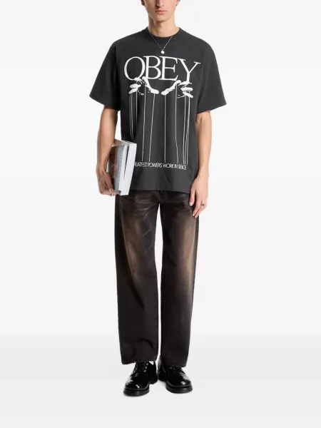 Jeansy Obey z ćwiekami czarne