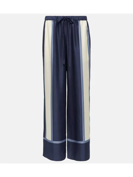 Pantaloni Sir de mătase albastru