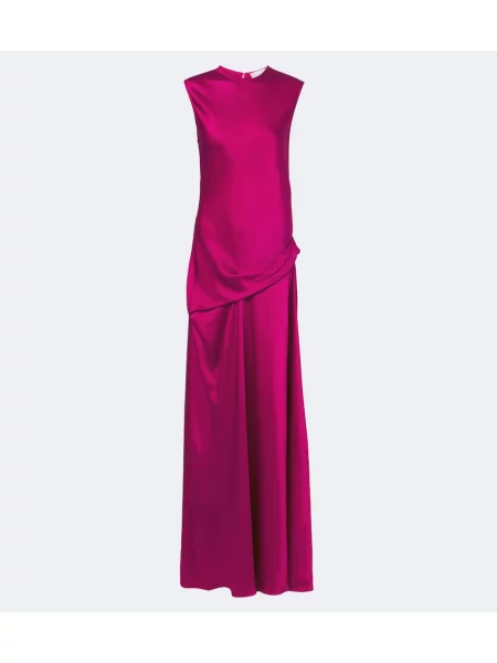 Rochie maxi Stella Mccartney din satin drapată roz