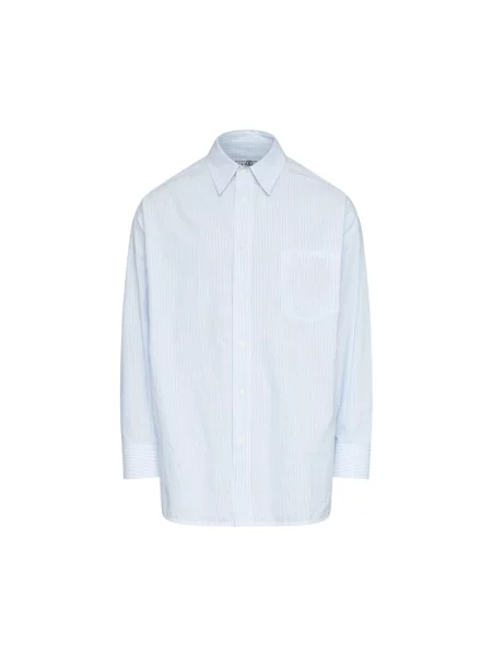 Koszula Mm6 Maison Margiela w paski z paskiem niebieska