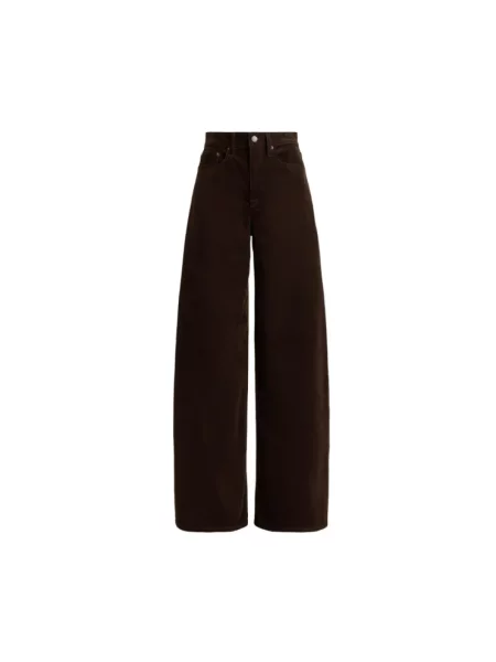 Lauren Ralph Lauren spodnie wide leg z kaszmirem brązowe