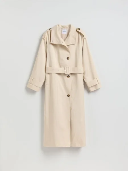 Reserved Trencz z bawełną beżowy