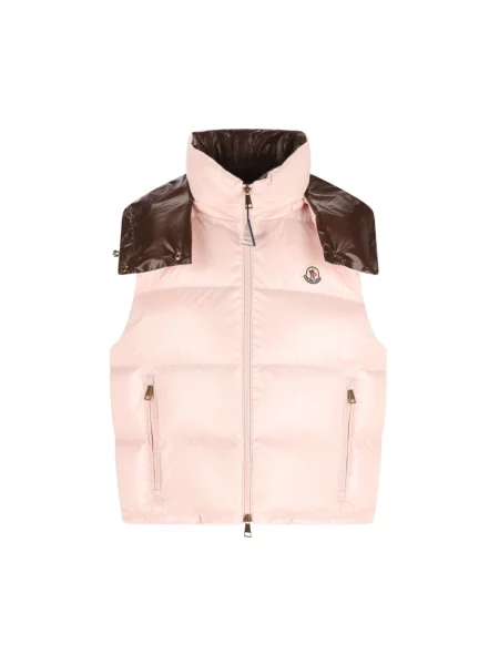 Krótka kamizelka puchowa Moncler różowa