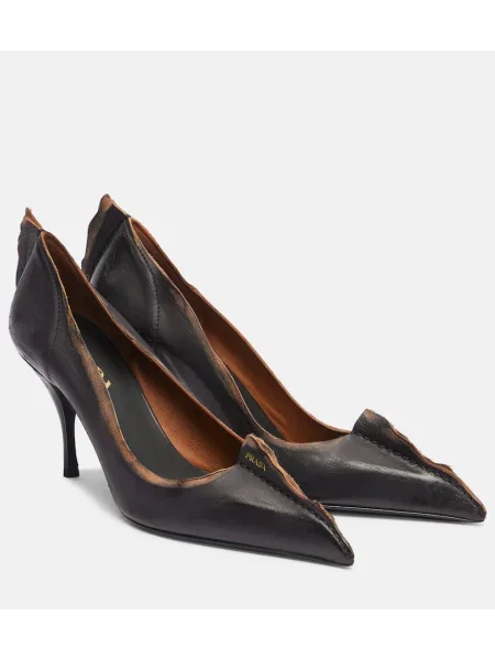 Usnjene salonarji Prada črna