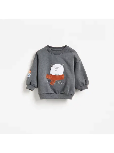 Reserved Mikina oversized s potiskem tmavě šedá