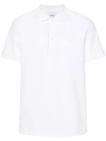 Polo Burberry cu broderie alb