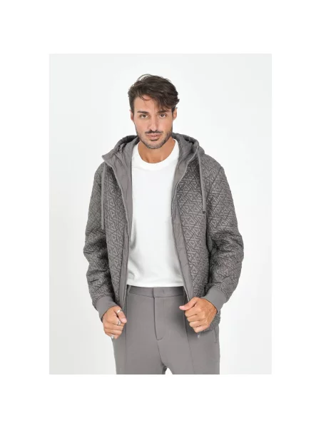 Bluza z zamkiem błyskawicznym dwustronnym i stójką Armani Exchange szara