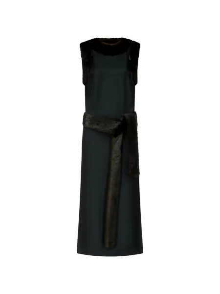 Rochie midi Loulou De Saison de mătase fără mâneci negru