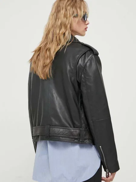 Gestuz geaca ramones de piele femei de tranzitie negru