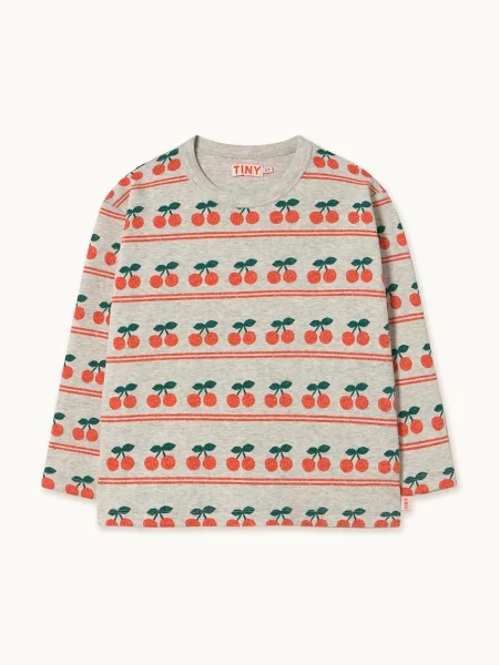 Tinycottons tričko s dlouhým rukávem CHERRY PATTERN RIB TEE bílé