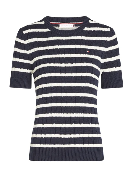 TOMMY HILFIGER Pulover albastru alb