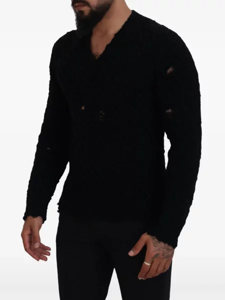 Sweter Dolce And Gabbana z przetarciami czarny