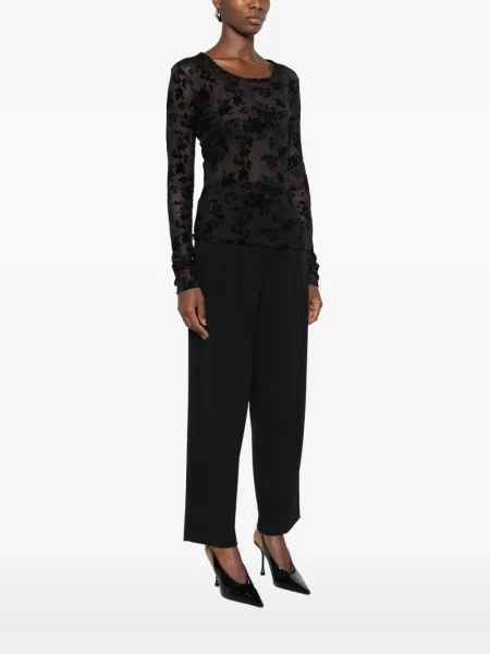Lung top Imperial cu model floral negru