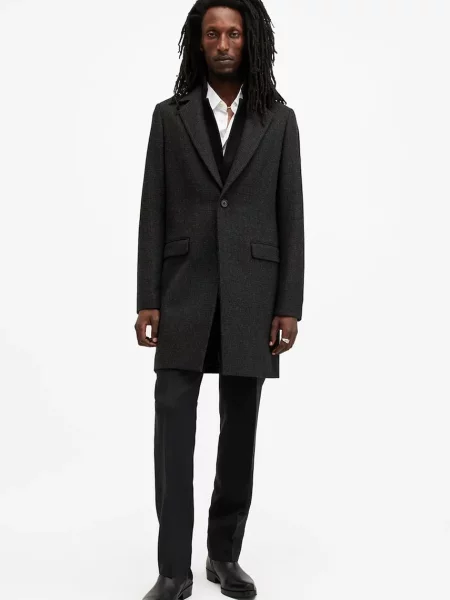 AllSaints palton din lână WIXX de tranziție negru